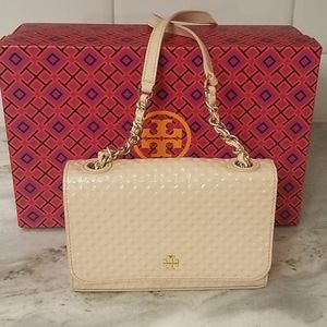 Marion Embossed Shrunken Pale Apricot Shoulder Bag